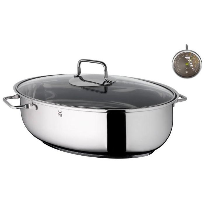 WMF Bräter con Tapa de Cristal y Termómetro para Cocina