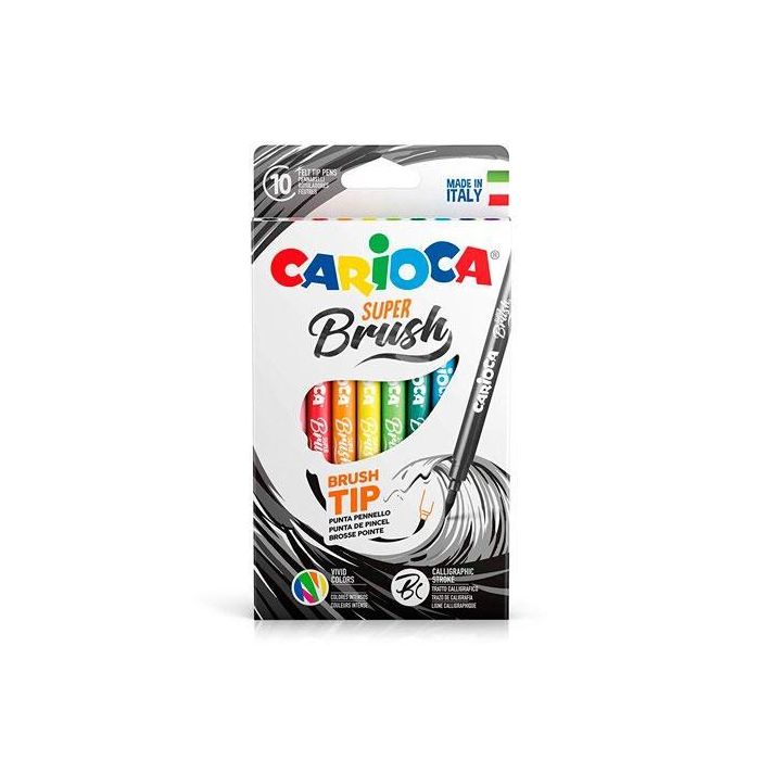 Carioca Rotulador Super Brush Punta Pincel Colores Surtidos Estuche 10 Ud Carioca Rotulador Super Brush Punta Pincel Colores Surtidos Estuche 10 Ud