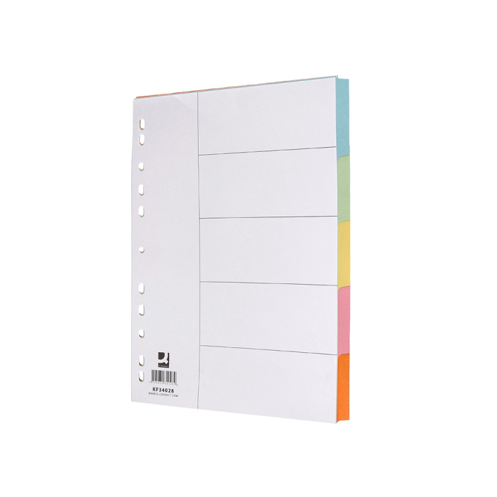 Q-connect Separador Cartulina Juego de 5 Separadores Din A4 Multitaladro 2