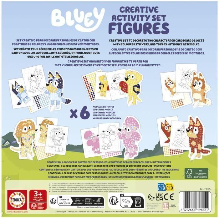 Educa Set de Manualidades 3D Bluey con 4 Personajes para Colorear y Montar | Actividad Creativa y Juego de Construcción para Niños 3+ Años 2