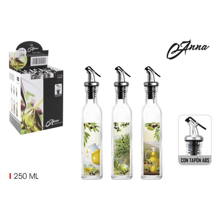 Anna Aceitera de Vidrio 250 ml con Tapon ABS, 4.8 cm x 24.5 cm x 4.8 cm (12 Unidades) 0 Anna Aceitera de Vidrio 250 ml con Tapon ABS, 4.8 cm x 24.5 cm x 4.8 cm (12 Unidades) 0