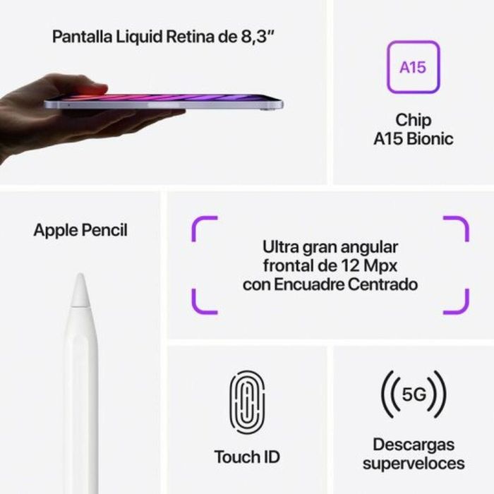 Tablet Apple MK8E3TY/A 64 GB 4 GB RAM A15 Púrpura 7 Tablet Apple MK8E3TY/A 64 GB 4 GB RAM A15 Púrpura 7