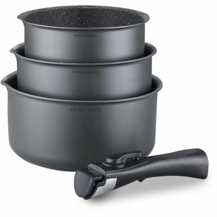 Arthur Martin AM777GM Batería de Cocina 3 Sartenes 16-18-20 cm Gris Mate Antiadherente Inducción Mango Extraíble Aluminio 3 Arthur Martin AM777GM Batería de Cocina 3 Sartenes 16-18-20 cm Gris Mate Antiadherente Inducción Mango Extraíble Aluminio 3