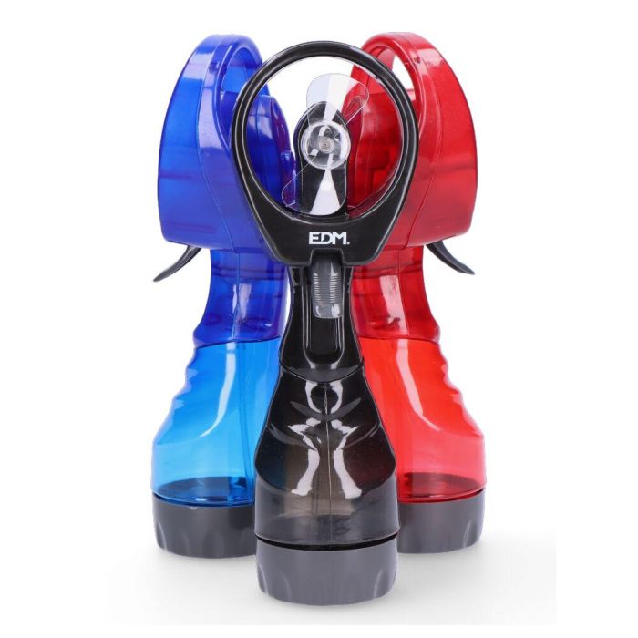 Edm Ventilador pulverizador de agua portátil, funciona con 2 pilas AA, depósito 25 cl, colores surtidos 2 Edm Ventilador pulverizador de agua portátil, funciona con 2 pilas AA, depósito 25 cl, colores surtidos 2