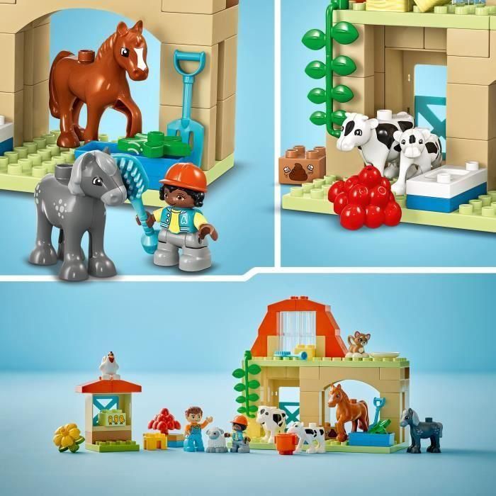 LEGO 10416 DUPLO My Town Cuidando Animales de Granja, Juguete Educativo para Bebés, Casa, Minifiguras de Caballos 3