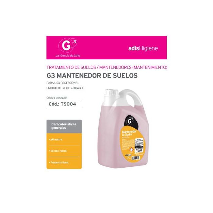 G3 Fregasuelos Limpiador Neutro Aromático Floral 5 Litros TS083