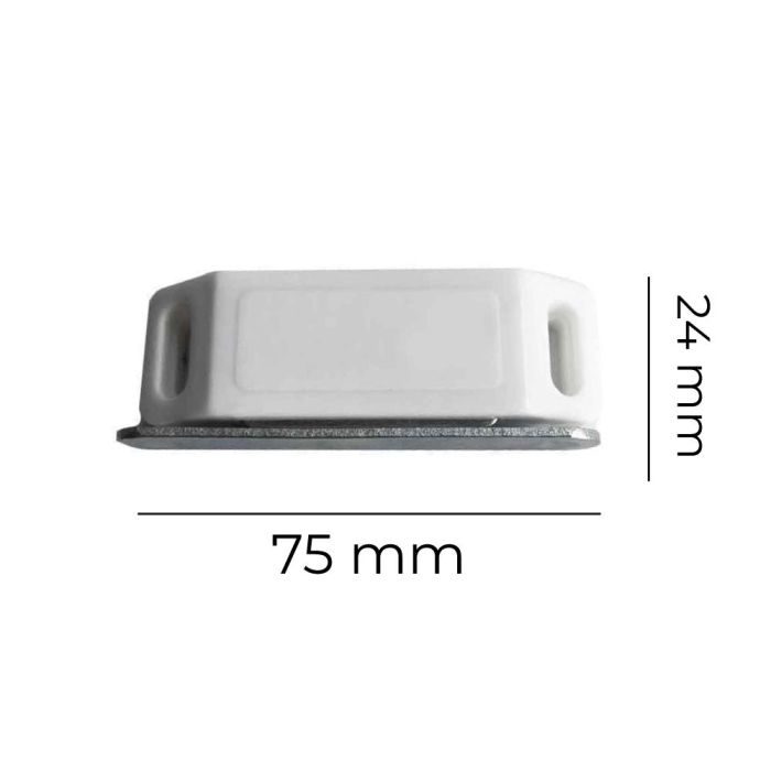 Edm Imán para puerta de armario blanco, acero/polipropileno, 2 piezas (1 imán + 1 placa), 75 x 15 x 24 mm 1 Edm Imán para puerta de armario blanco, acero/polipropileno, 2 piezas (1 imán + 1 placa), 75 x 15 x 24 mm 1