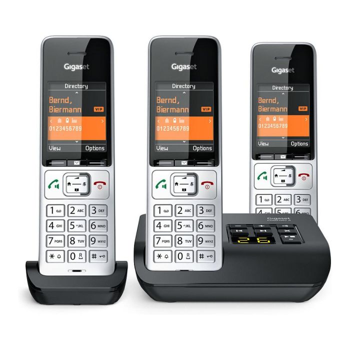 Gigaset COMFORT 500A trio Teléfono DECT/analógico con manos libres y contestador automático, Negro Plata 1