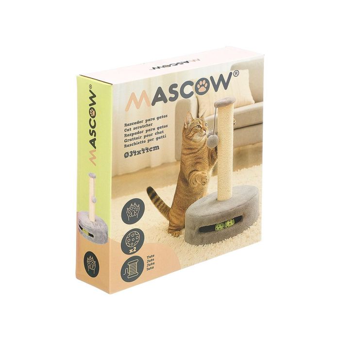 Mascow Rascador Columna para Gato con Base Redonda 34x44x34 cm en Gris y Marrón 2