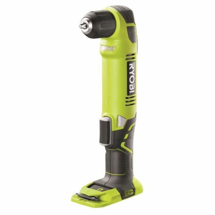 Ryobi Taladro Destornillador Angular 18V, Portabrocas Autoajustable 10mm, 0-1100 rpm, Perforación Madera/Metal 38/10mm, Luz LED 12