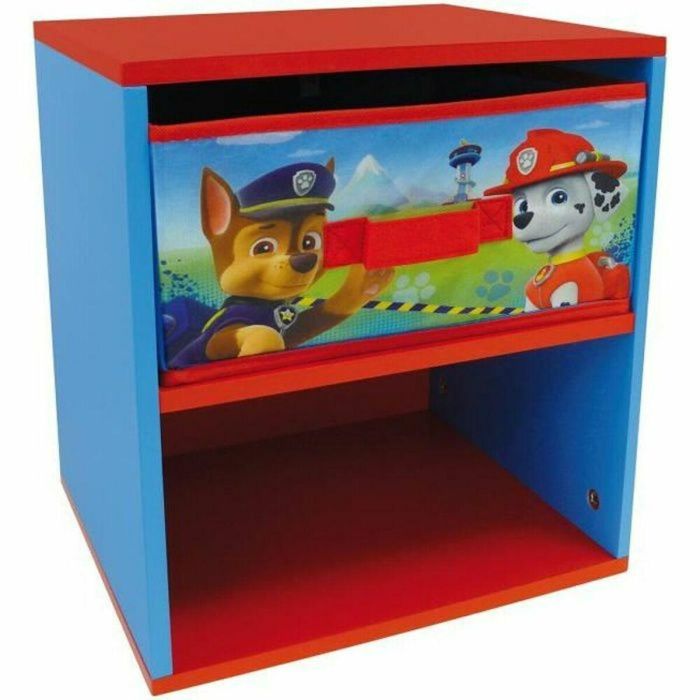 Fun House Mesita de noche Pat Patrol infantil de MDF lacado con cajón, 33x30x36 cm, para niños y niñas a partir de 3 años
