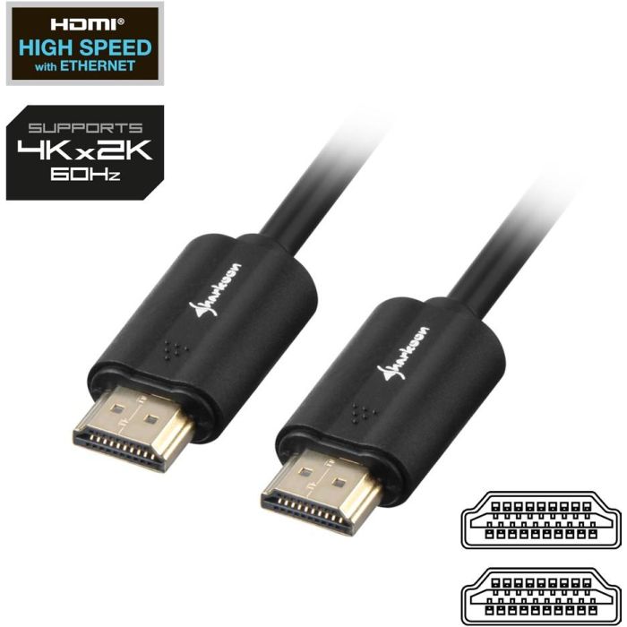Sharkoon Kabel HMDI -> HDMI 4K 5m schwarz 1 Sharkoon Kabel HMDI -> HDMI 4K 5m schwarz 1