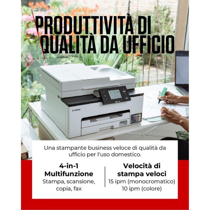 Canon MAXIFY GX2050 Impresora Multifunción Inyección de Tinta 4 en 1: Imprime, Copia, Escanea y Envía Fax para Oficina Doméstica con Sistema Megatank 4