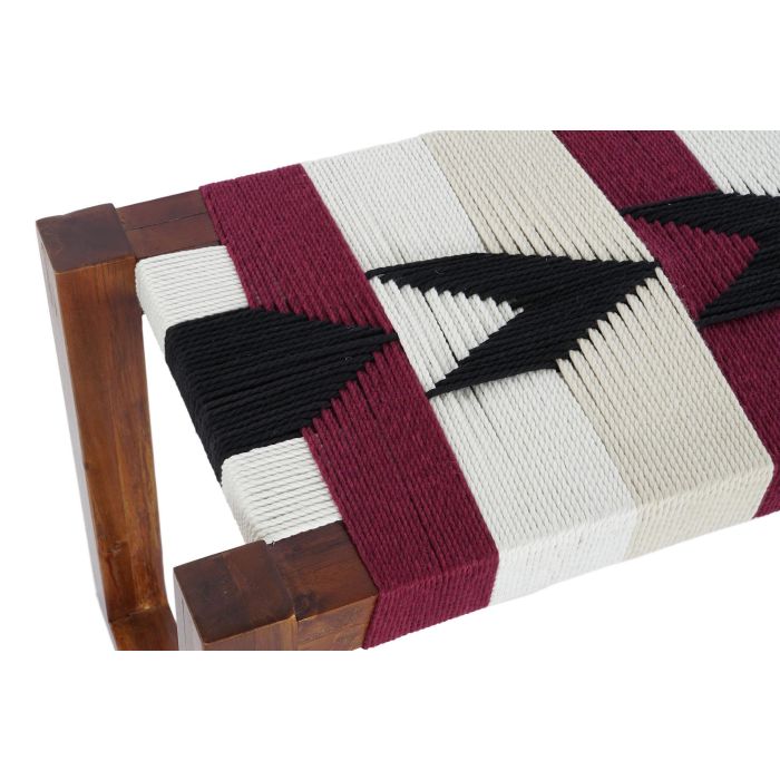 DKD Home Decor Descalzadora Colonial Marron Natural Acacia Algodon 90 x 43 x 32 cm (2 Unidades) 2