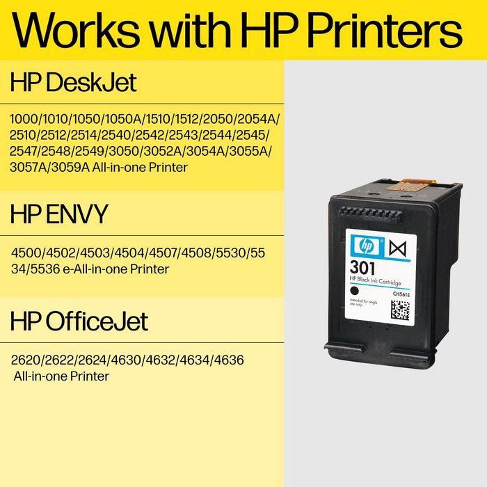 HP 301XL Cartucho de Tinta Negro Original XL de Alto Rendimiento para Impresoras HP 7 HP 301XL Cartucho de Tinta Negro Original XL de Alto Rendimiento para Impresoras HP 7
