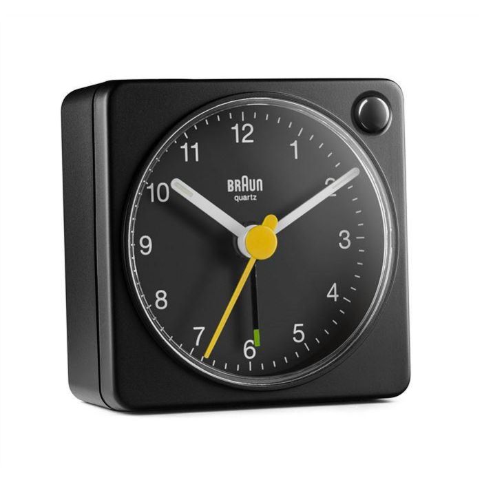 Braun BC-02-XB Reloj Despertador Clásico Analógico Negro con Luz de Fondo y Alarma Creciente