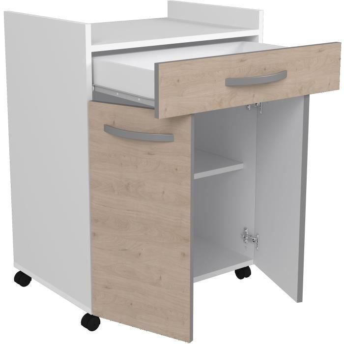 Carro OSLO 60 cm - 1 cajón y 1 puerta - L 60 x P 44 x H 81 cm - Color roble 3 Carro OSLO 60 cm - 1 cajón y 1 puerta - L 60 x P 44 x H 81 cm - Color roble 3