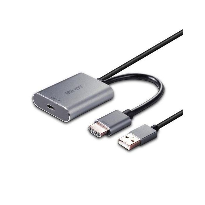 Lindy Convertidor HDMI a USB-C con Alimentación USB - Soporte 4K@60Hz para PC, Blu-ray, Monitores y Displays 2