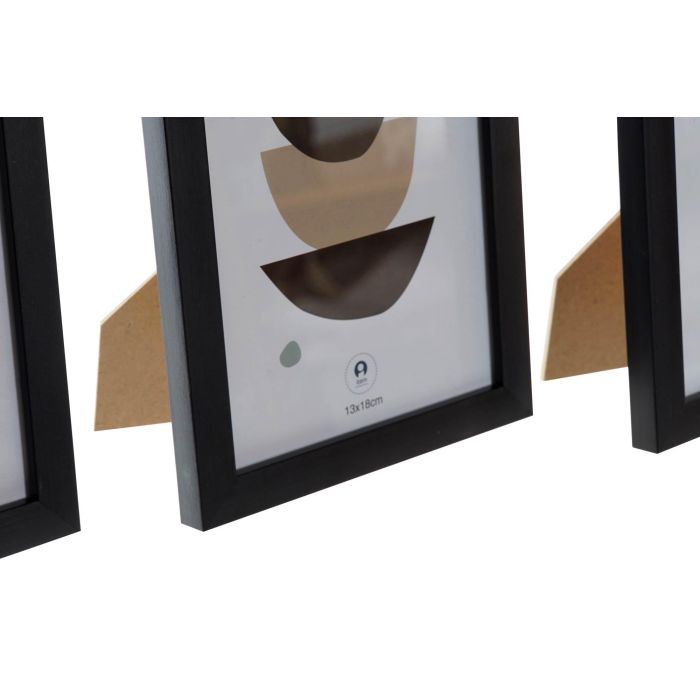 DKD Home Decor Set de 2 Marcos Multifoto Modernos Negros para 5 Fotos 22.5x22.5 cm MDF y Cristal 2