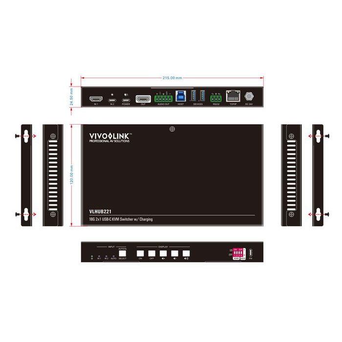 Vivolink 4K 2x1 Meeting Room HUB + Switcher w/soft Codec & CEC 7 Vivolink 4K 2x1 Meeting Room HUB + Switcher w/soft Codec & CEC 7