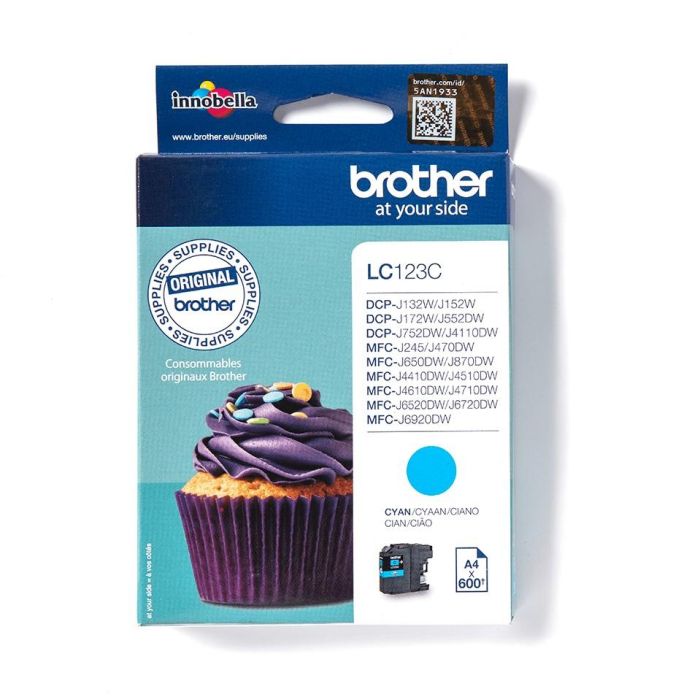 Brother LC-123C Tinte Cian Original hasta 600 páginas ISO/IEC 24711 para impresoras Brother - Pack individual