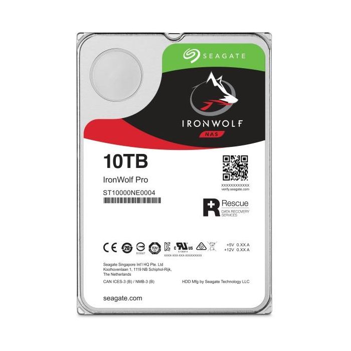 Seagate IronWolf Pro 10TB NAS HDD 3.5" SATA 6Gb/s 7200RPM 256MB Cache para Sistemas NAS & RAID 24x7 3