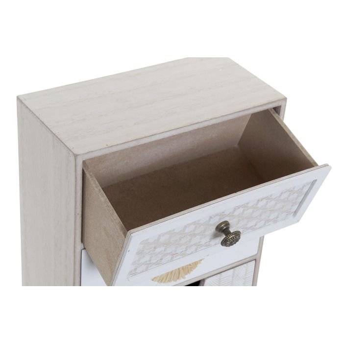 DKD Home Decor Joyero Boho Blanco Beige Madera Metal 10 x 30 x 20 cm (2 Unidades) 2