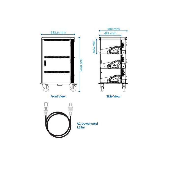 Ewent EW1701 carrito y armario de dispositivo portátil Armario de gestión y carga para dispositivos portátiles Negro, Gris 8