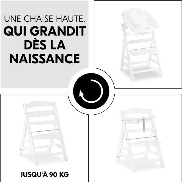 HAUCK Silla Alta de Madera Escalable Alpha+ Blanca - Asiento y Reposapiés Ajustables, Arnés de 5 Puntos, Bandeja Extraíble 3