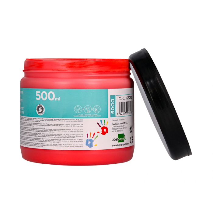 Liderpapel Pintura Dedos 500 ml Rojo Tarrina 3
