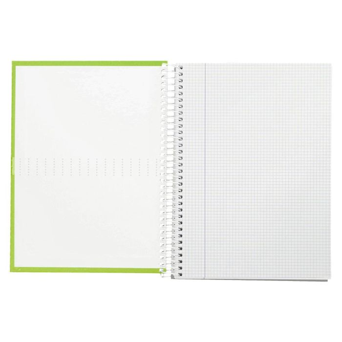 Cuaderno Espiral Liderpapel A4 Crafty Tapa Forrada 80H 90 gr Cuadro 4 mm Con Margen Color Verde 1