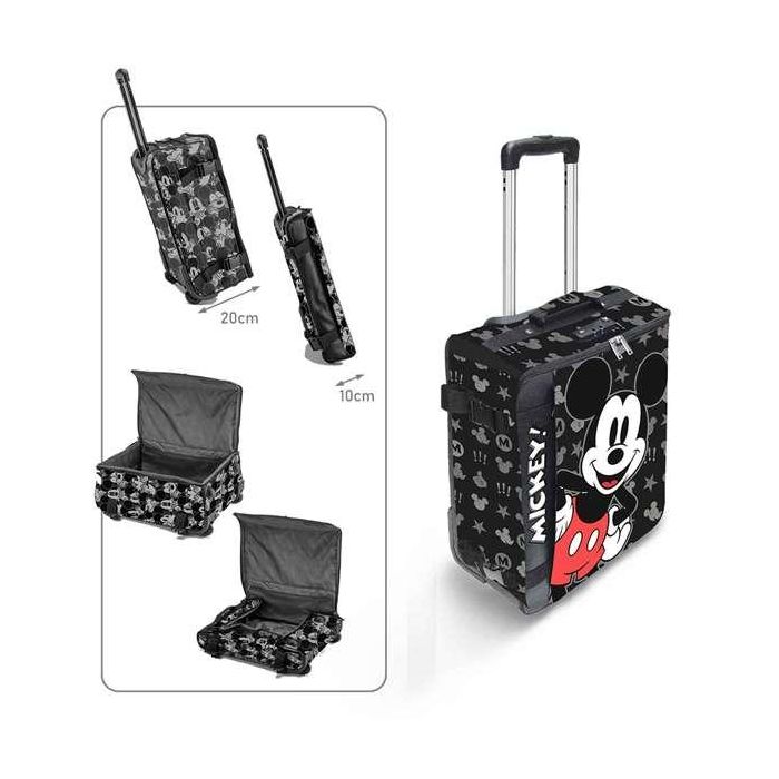 Karactermania Maleta de Cabina Plegable Mickey Mouse Surprise Negra Poliéster 35x20x55 cm 1