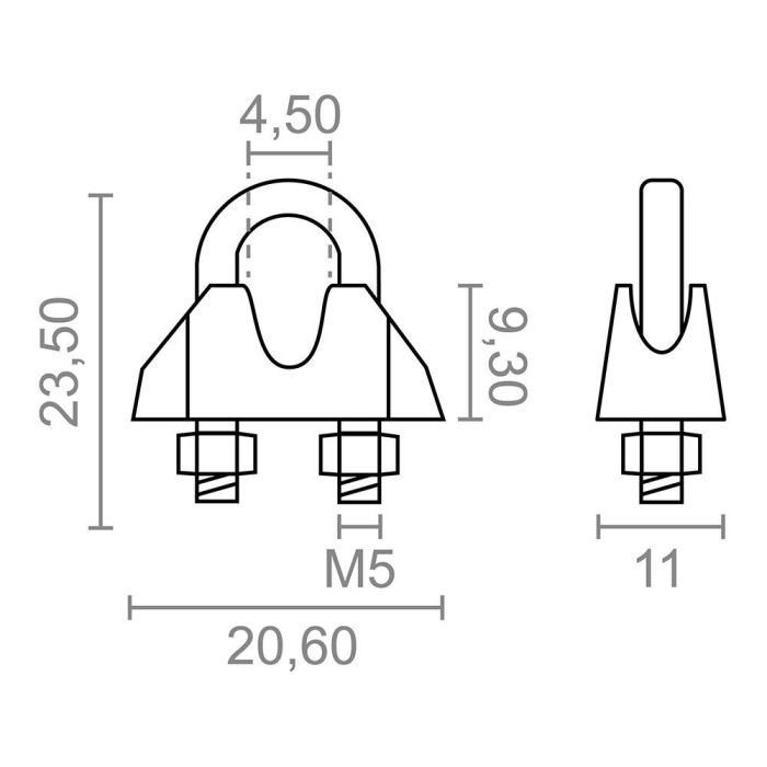 Sujetacable din-741 sjt01, acero galvanizado, m5 3/16". 2 unidades 4