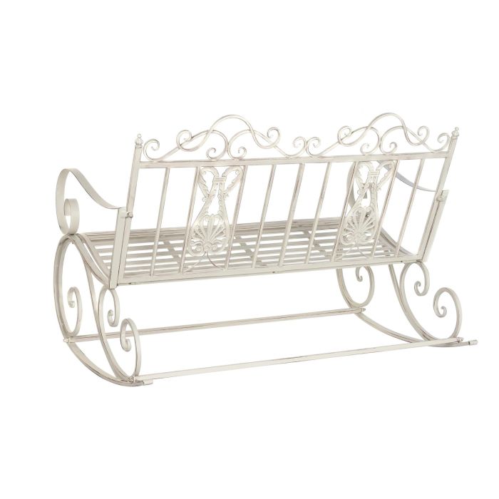 DKD Home Decor Banco Terraza y Jardín Blanco Metal 118x53x98 cm 5