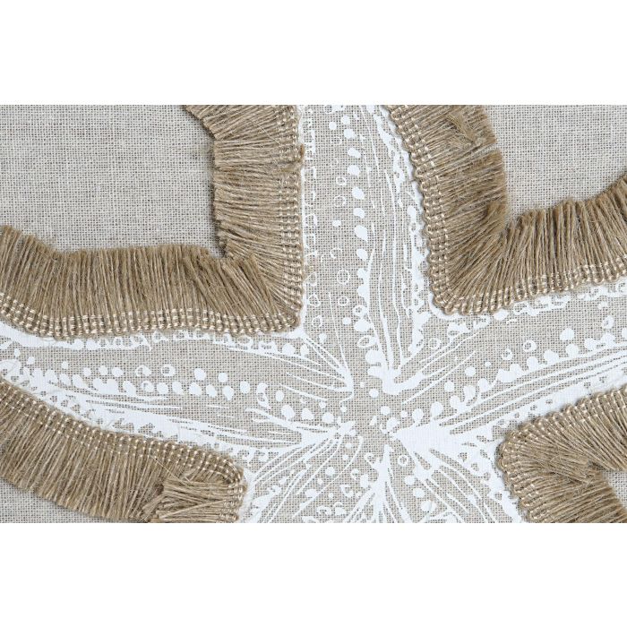 DKD Home Decor Hangzhou design 26b Cuadro Mediterraneo Natural Blanco Yute MDF 40 x 40 cm (3 Unidades)