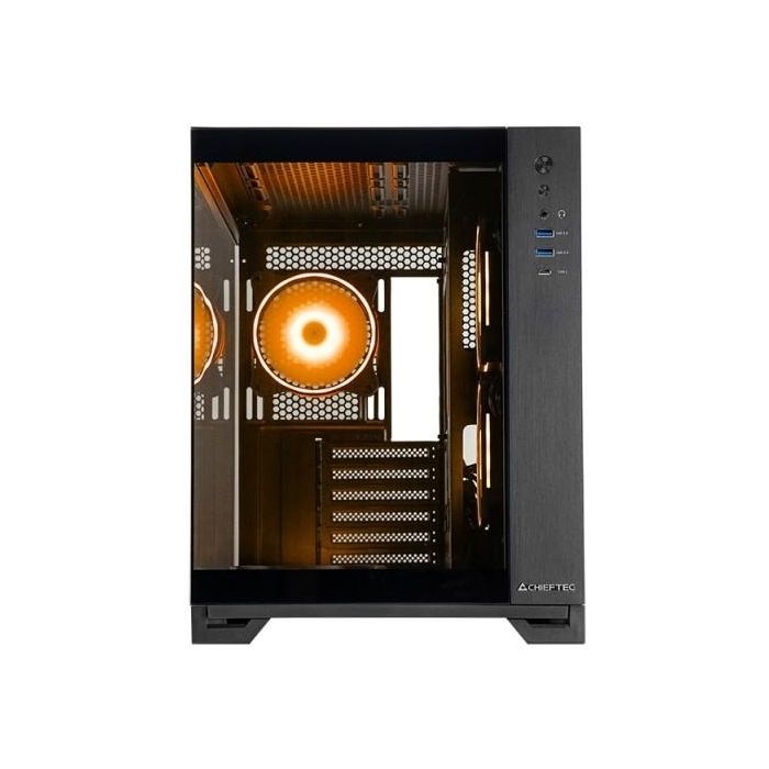 Chieftec GM-30B-TG-OP Visio Midi Torre Cubo PC Negra con Paneles de Vidrio Templado ATX/micro ATX Gaming 4