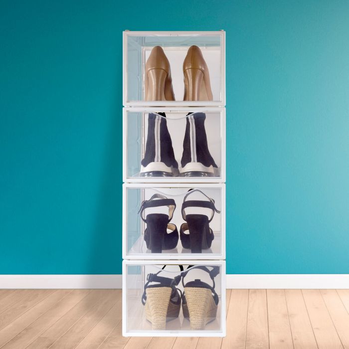 Caja apilable para zapatos Max Home Polipropileno ABS 25 x 18,5 x 35 cm (4 Unidades) 2 Caja apilable para zapatos Max Home Polipropileno ABS 25 x 18,5 x 35 cm (4 Unidades) 2