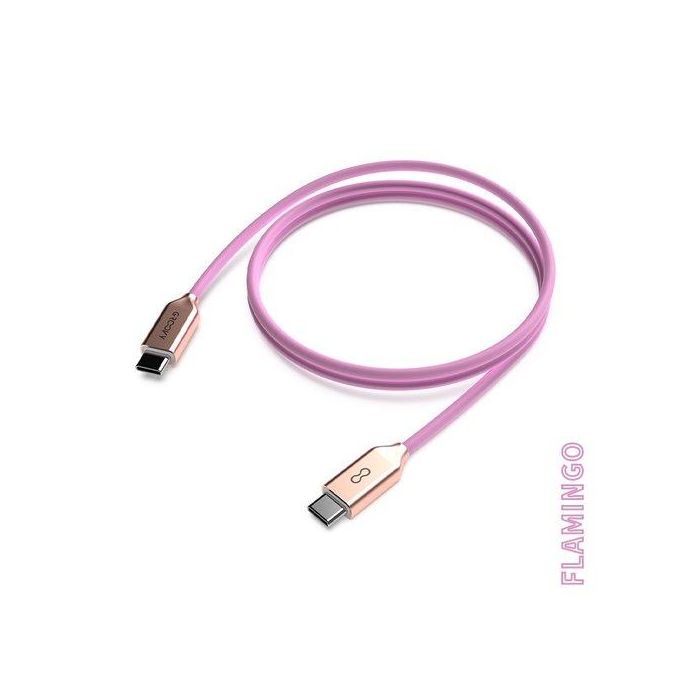 Cable Groovy Usb-C - Usb-C Alto Rendimiento 2,0A Rosa Pantone C672 1 M. Cable Groovy Usb-C - Usb-C Alto Rendimiento 2,0A Rosa Pantone C672 1 M.