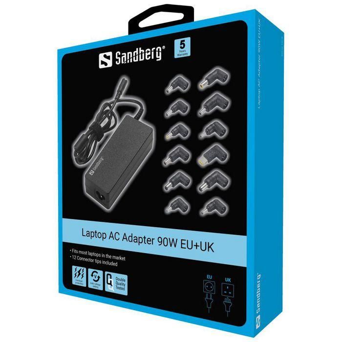 Sandberg Adaptador AC para Portátil 90W EU+UK 7 Sandberg Adaptador AC para Portátil 90W EU+UK 7