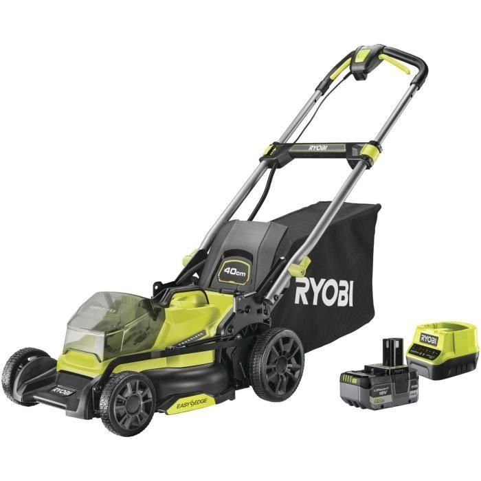 Cortacésped de empuje 18V - RYOBI - Corte Ø 40 cm - Recogida y mulching - 1 batería 18V 5 Ah + 1 cargador