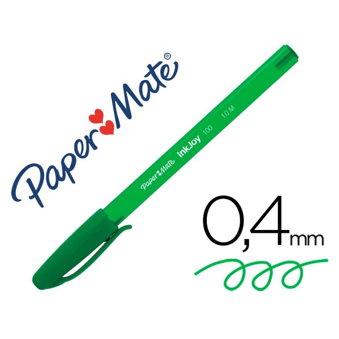 Boligrafo Paper Mate Inkjoy 100 Punta Media Trazo 1 mm Verde 50 unidades