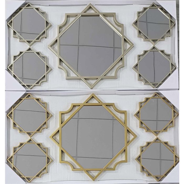 DKD Home Decor Espejo Árabe de Pared Geométrico Dorado Champán 50x50x2 cm Set de 5 Piezas (4 Unidades) 1 DKD Home Decor Espejo Árabe de Pared Geométrico Dorado Champán 50x50x2 cm Set de 5 Piezas (4 Unidades) 1
