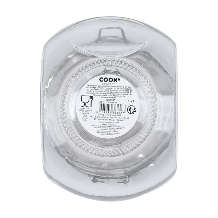 Cook Concept Bote Cristal 1,7 L con Tapa Madera Cierre Mecánico y Doble Base Ideal Cocina Decorativa 3 Cook Concept Bote Cristal 1,7 L con Tapa Madera Cierre Mecánico y Doble Base Ideal Cocina Decorativa 3