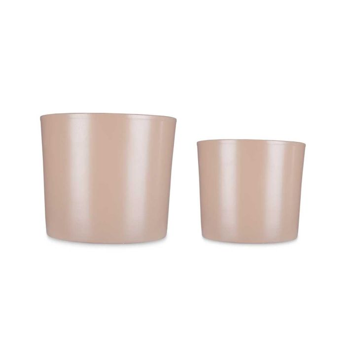 Set 2 Macetas Cerámica Cilindro 22 y 27 cm Beige Ibergarden 2 Set 2 Macetas Cerámica Cilindro 22 y 27 cm Beige Ibergarden 2