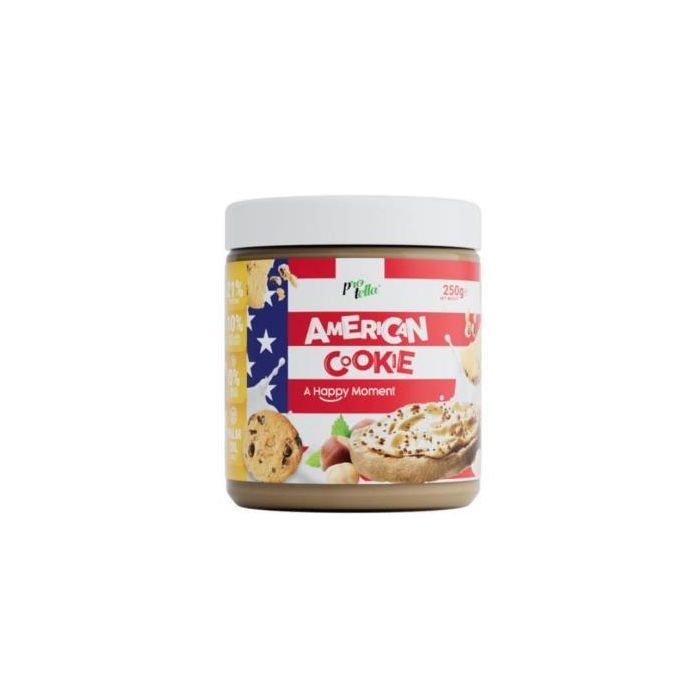 PROTELLA Crema Proteica American Cookie Sin Azúcar Añadido 250g - Con Avellanas Tostadas y Trocitos de Galleta