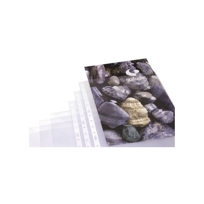 Grafoplás Fundas Multitaladro PP Transparentes 80 Micras A4 Extra Liso - Paquete de 100 Unidades