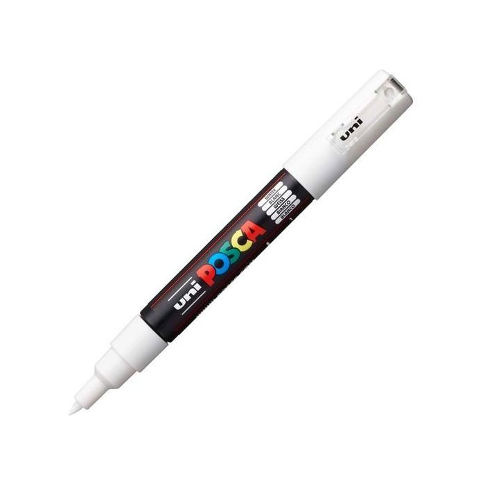 POSCA Pc-1M Marcador No Permanente Punta Fina 0.7-1 mm Blanco - Tinta Base Agua, No Tóxico