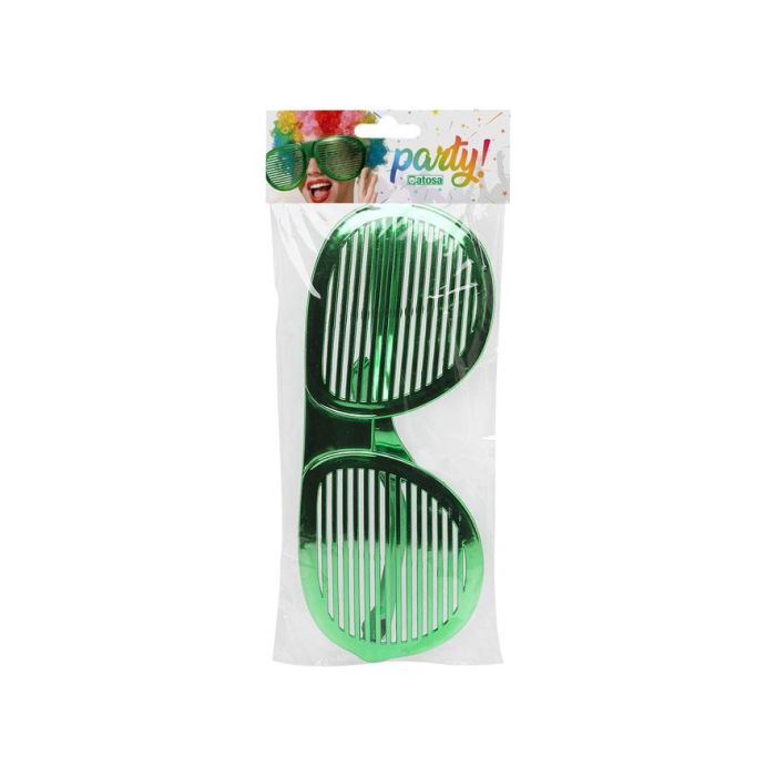 Gafas Verde Metalizado con Rejilla para Mujer Adulto - Ideal para Carnaval y Fiestas Temáticas 1