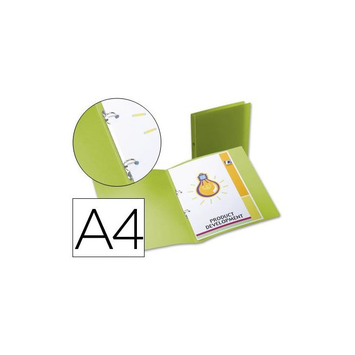 Carpeta Liderpapel 2 Anillas Redondas Mini 15 mm 49073 Polipropileno Din A4 Verde Translucido