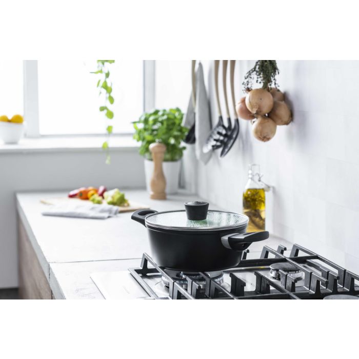 Cacerola con Tapa de Vidrio de Aluminio Forjado 28 cm con 2.8mm de Grosor y 3 Capas (4 Unidades) 5 Cacerola con Tapa de Vidrio de Aluminio Forjado 28 cm con 2.8mm de Grosor y 3 Capas (4 Unidades) 5